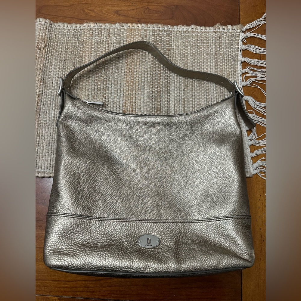 Fossil  Gold  Metallic  pebbled Leather Shoulder Bag  Purse